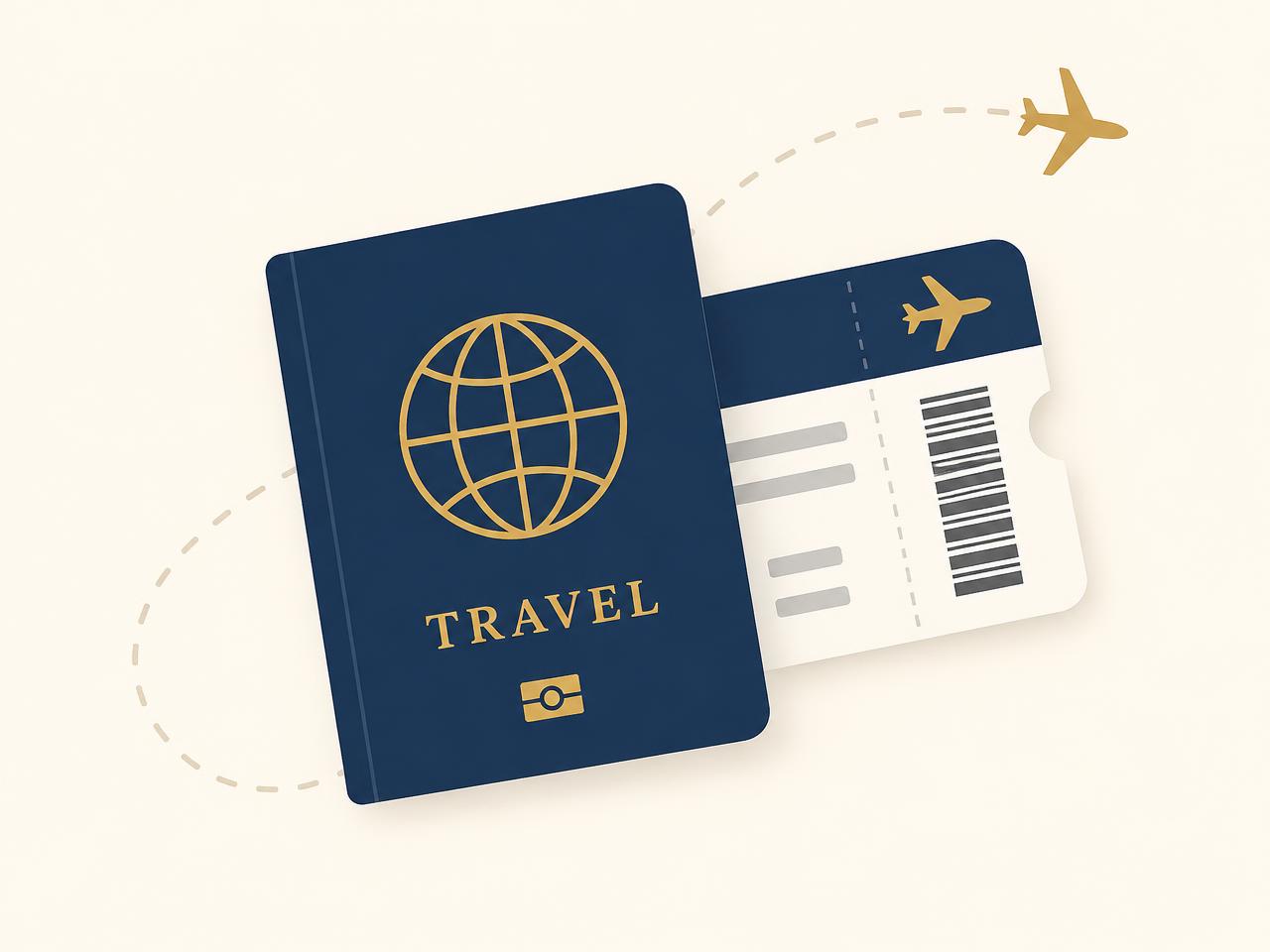Passport and boarding pass illustration for travel insurance